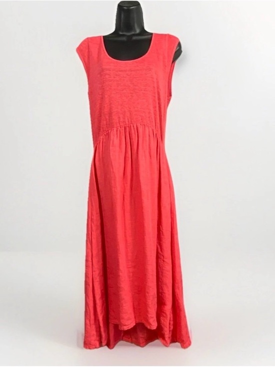 120% Lino Dresses & Skirts - 120% Lino Italian Linen Dress Women’s M Sleeveless Coral Maxi Size 46 US 10 / 12